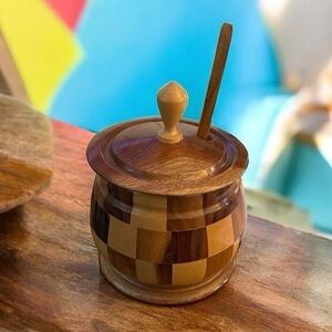 Checkerboard Wood Serving Dish